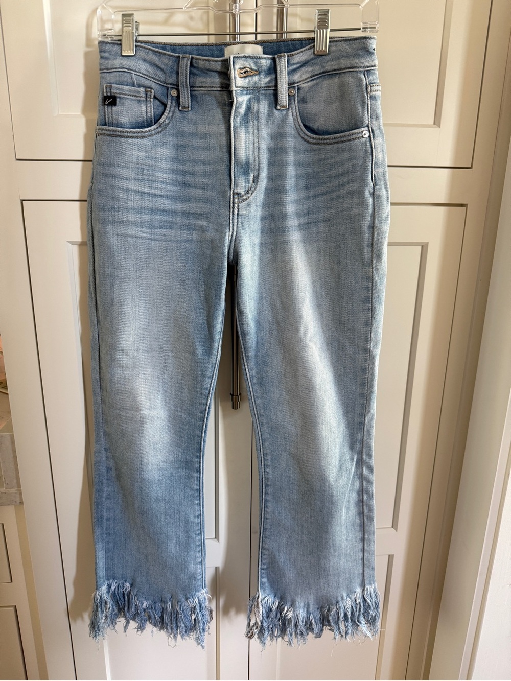 KanCan Light Blue Frayed Hem Cropped Jeans